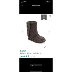 UGG Lattice Cardy Gray Sweater Boots